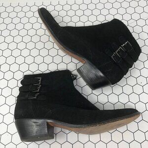 Rebecca Minkoff Alex Black Suede Buckle Booties 9